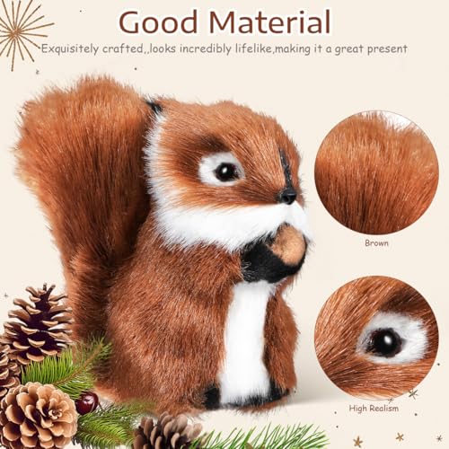TOYANDONA Realistic Squirrel Plush Toy – Lifelike Small Stuffed Animal for Decoration, Play, and Photography