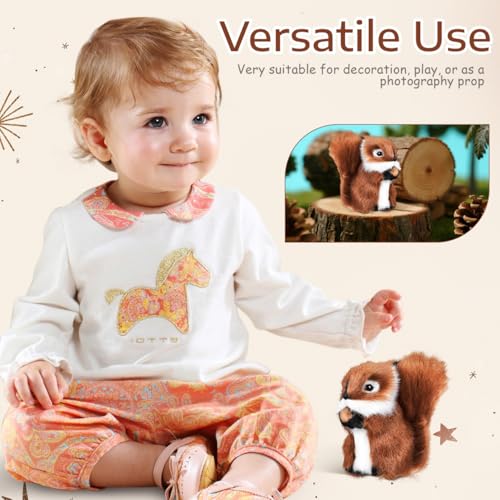 TOYANDONA Realistic Squirrel Plush Toy – Lifelike Small Stuffed Animal for Decoration, Play, and Photography