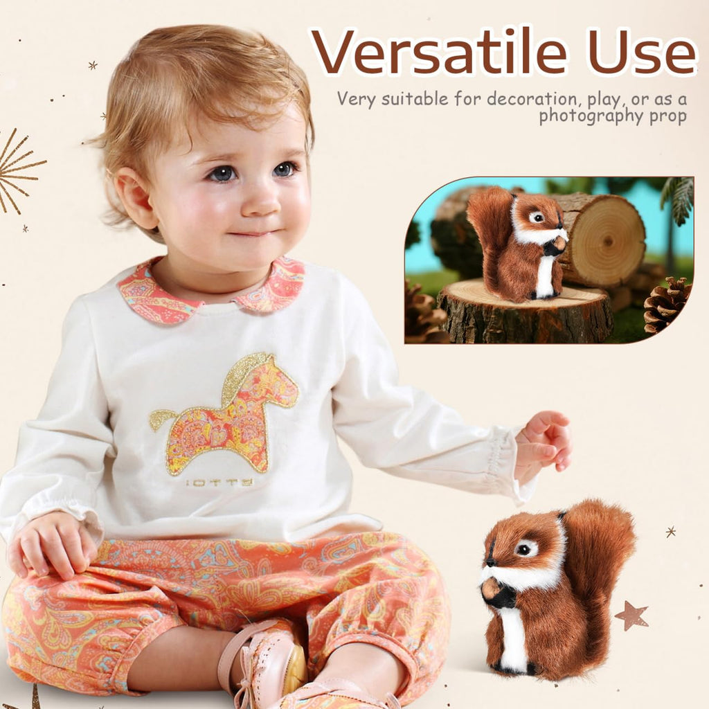TOYANDONA Realistic Squirrel Plush Toy – Lifelike Small Stuffed Animal for Decoration, Play, and Photography