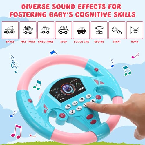 TOYANDONA Toddler Steering Wheel Toy – Simulated Driving with Lights and Sounds for Ages 4-6