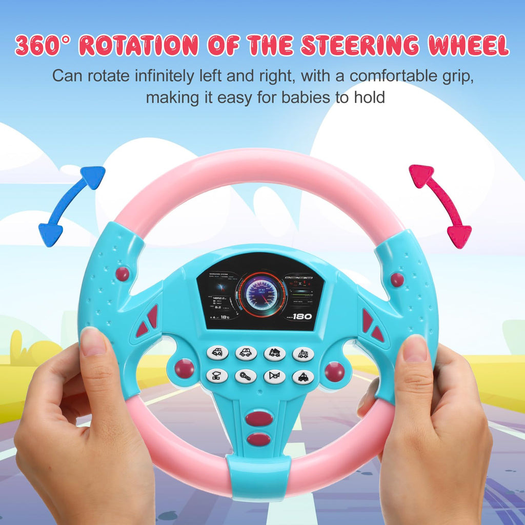 TOYANDONA Toddler Steering Wheel Toy – Simulated Driving with Lights and Sounds for Ages 4-6