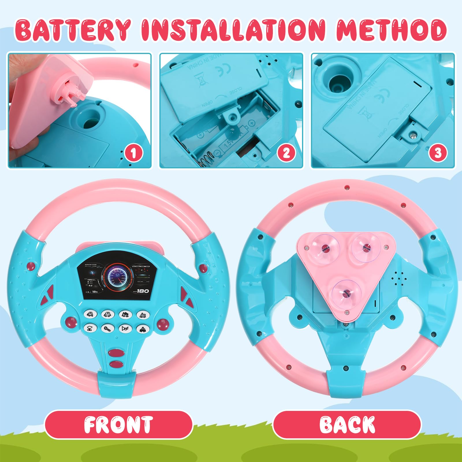 TOYANDONA Toddler Steering Wheel Toy – Simulated Driving with Lights and Sounds for Ages 4-6