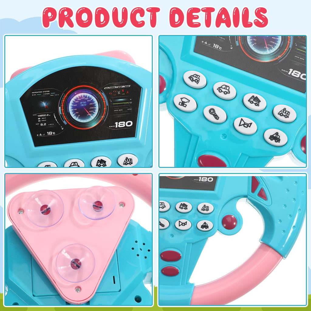 TOYANDONA Toddler Steering Wheel Toy – Simulated Driving with Lights and Sounds for Ages 4-6