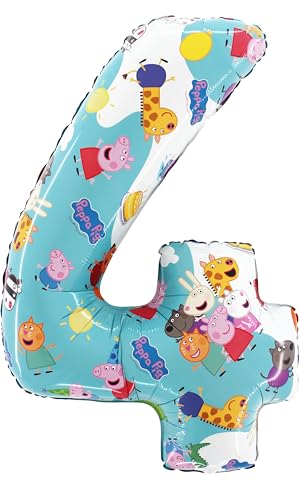 Toyland 66cm Peppa Pig & Friends Number Foil Balloon - Choose Number 1-6 for Kids Party Decor
