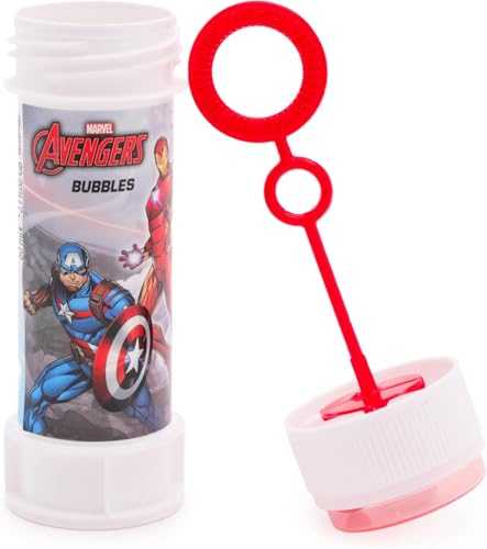 Toyland Avengers Bubble Tubs (Pack of 12) – 2 fl oz Each, Hypoallergenic Solution, Maze Lid & Dual-Hole Wand