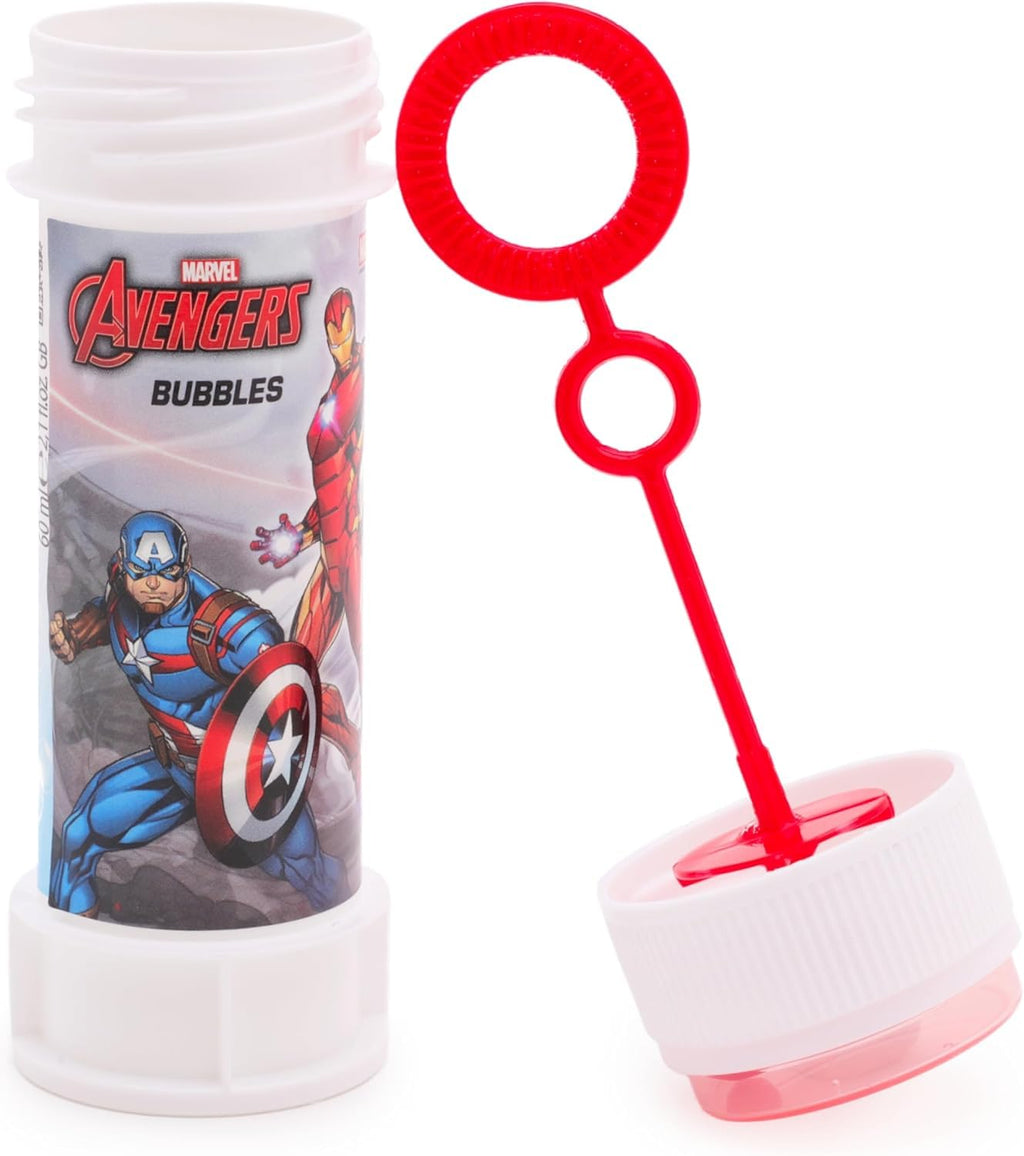 Toyland Avengers Bubble Tubs (Pack of 12) – 2 fl oz Each, Hypoallergenic Solution, Maze Lid & Dual-Hole Wand