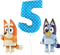 Toyland Bluey & Bingo Balloon Pack – 32" Character Balloons & 40" Number Balloon for Birthday Parties