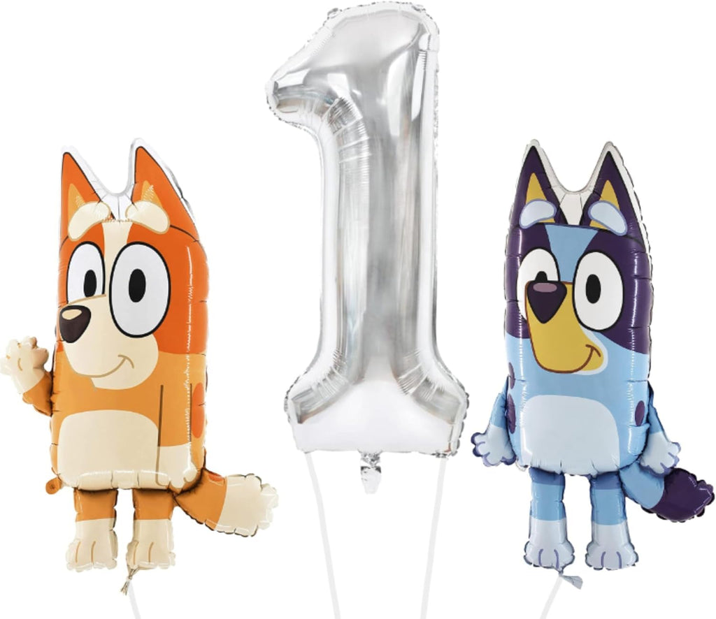 Toyland Bluey & Bingo Birthday Balloon Pack: 32-Inch Character Balloons with 40-Inch Number Balloon