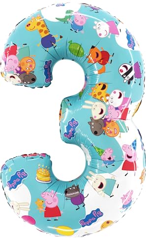 Toyland Peppa Pig Number Foil Balloon 66cm – Kids Party Decoration (Choose 1-6)