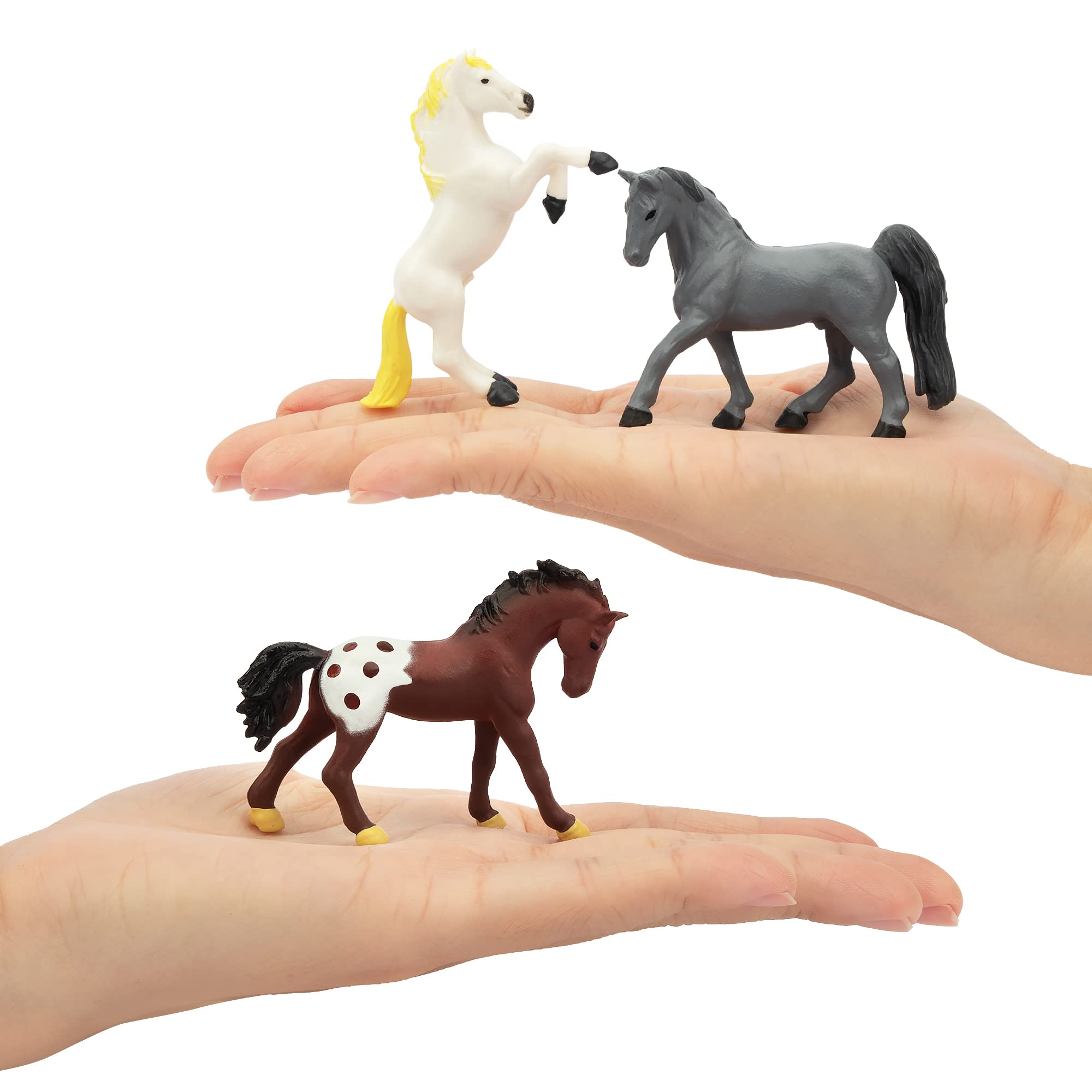 Toymany 12 Mini Horse Figurines Set – Small Plastic Pony Toys for Cake Toppers, Party Favors, and Educational Play