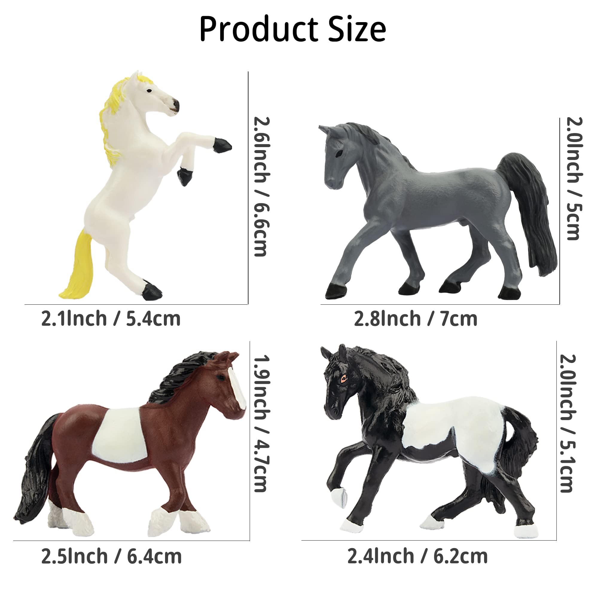 Toymany 12 Mini Horse Figurines Set – Small Plastic Pony Toys for Cake Toppers, Party Favors, and Educational Play
