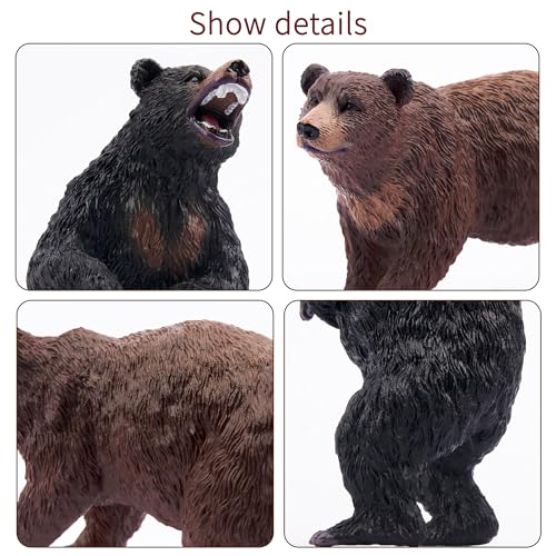 Toymany 6PCS Bear Figurines - Realistic Forest Animal Family Set for Kids