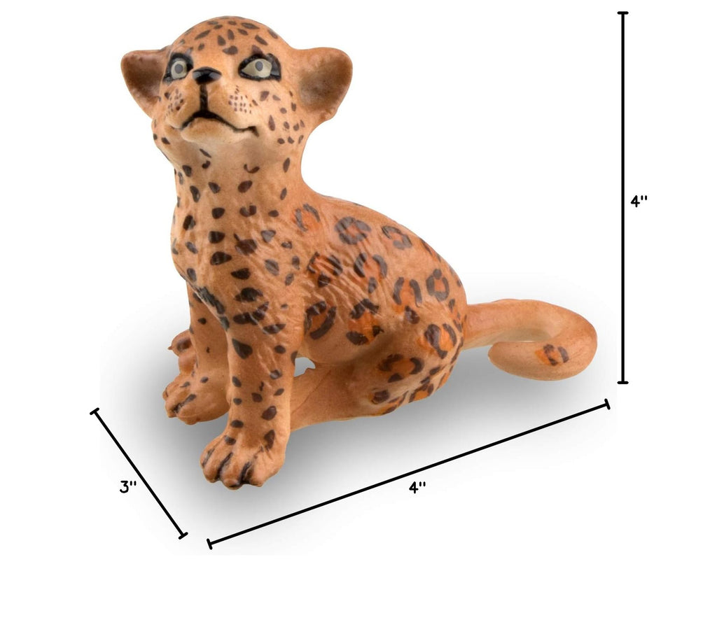 Toymany 7-Piece Leopards Family Figurines with Cubs and Tree Trunk – Realistic Jungle Animal Playset for Kids