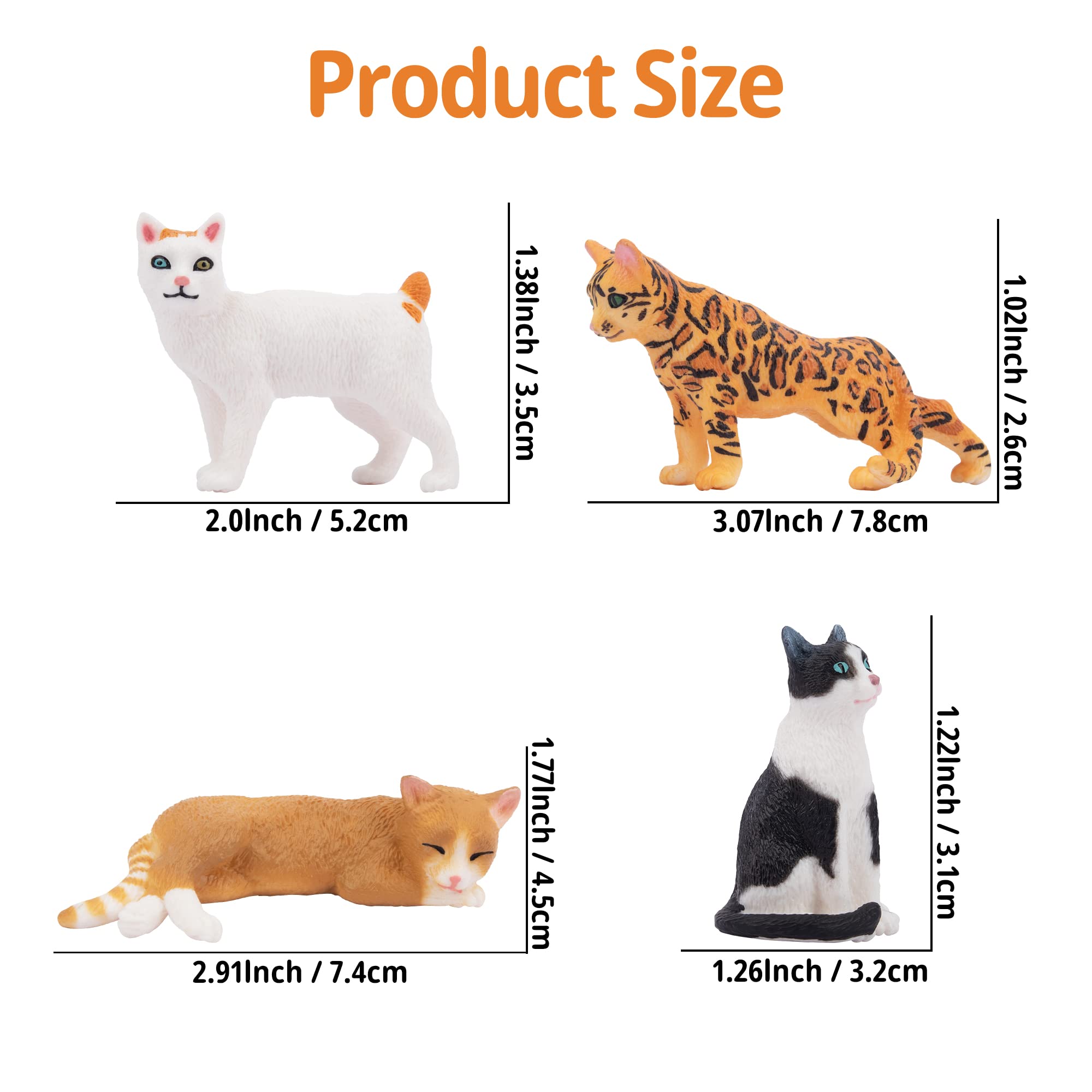 Toymany 8PCS Realistic Cat Figurines – Hand-Painted PVC Kitten Cake Toppers Set