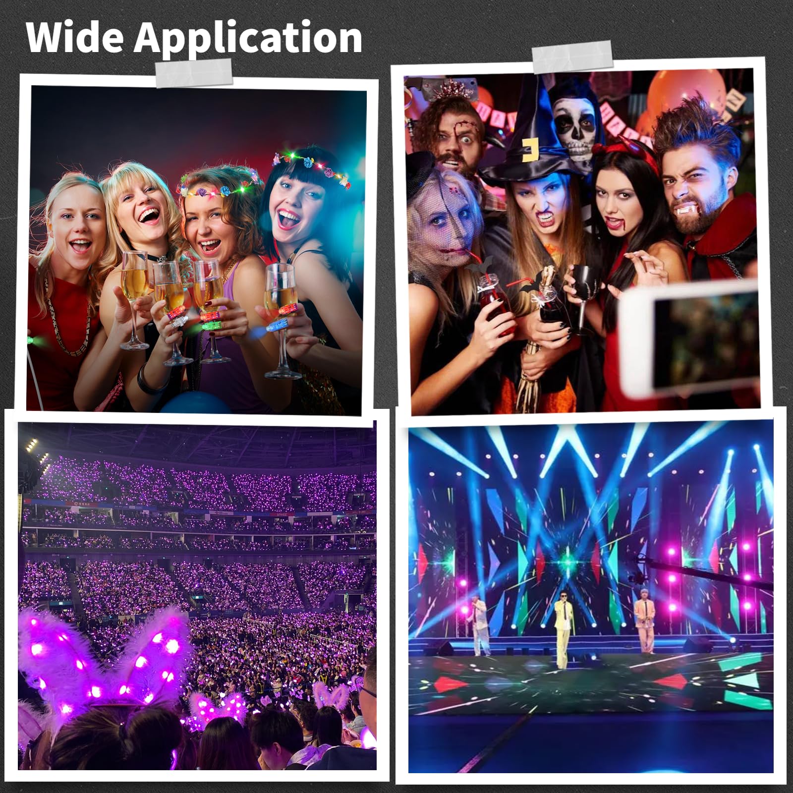Toyoget 40 LED Finger Lights, 4 Colors, Battery-Powered Party Favors for Raves & Concerts