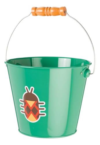 Toysmith 5-Inch Metal Garden & Beach Bucket for Kids – Bee & Beetle Designs