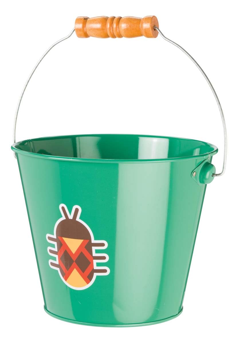 Toysmith 5-Inch Metal Garden & Beach Bucket for Kids – Bee & Beetle Designs
