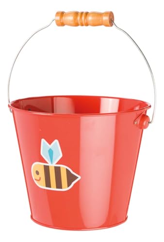 Toysmith 5-Inch Metal Garden & Beach Bucket for Kids – Bee & Beetle Designs