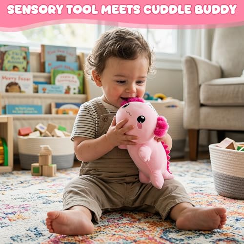 TOYSYM Weighted Axolotl Stuffed Animal – Soft Plush Toy with Weighted Beads, Cute Pillow for Kids and Adults
