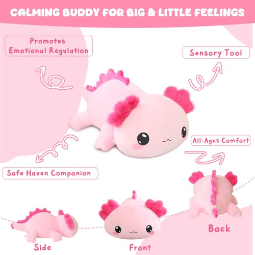 TOYSYM Weighted Axolotl Stuffed Animal – Soft Plush Toy with Weighted Beads, Cute Pillow for Kids and Adults