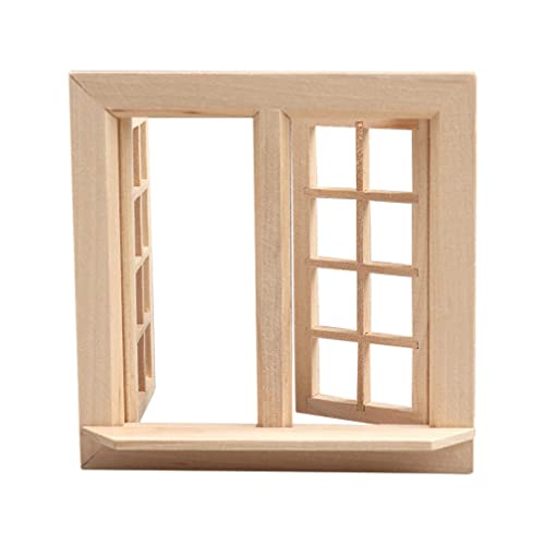 Toyvian 1:12 Scale Miniature Wooden Dollhouse Window – Openable Frame for DIY Room Decoration