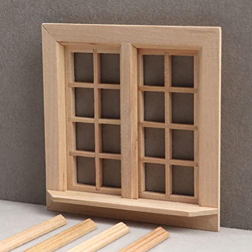 Toyvian 1:12 Scale Miniature Wooden Dollhouse Window – Openable Frame for DIY Room Decoration