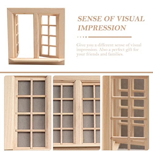 Toyvian 1:12 Scale Miniature Wooden Dollhouse Window – Openable Frame for DIY Room Decoration