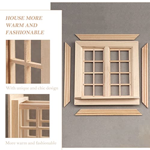 Toyvian 1:12 Scale Miniature Wooden Dollhouse Window – Openable Frame for DIY Room Decoration