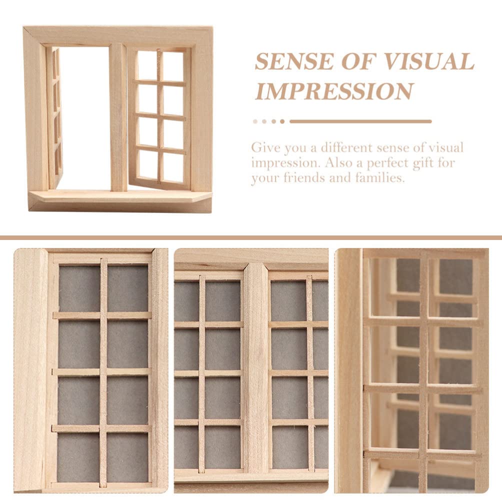 Toyvian 1:12 Scale Miniature Wooden Dollhouse Window – Openable Frame for DIY Room Decoration