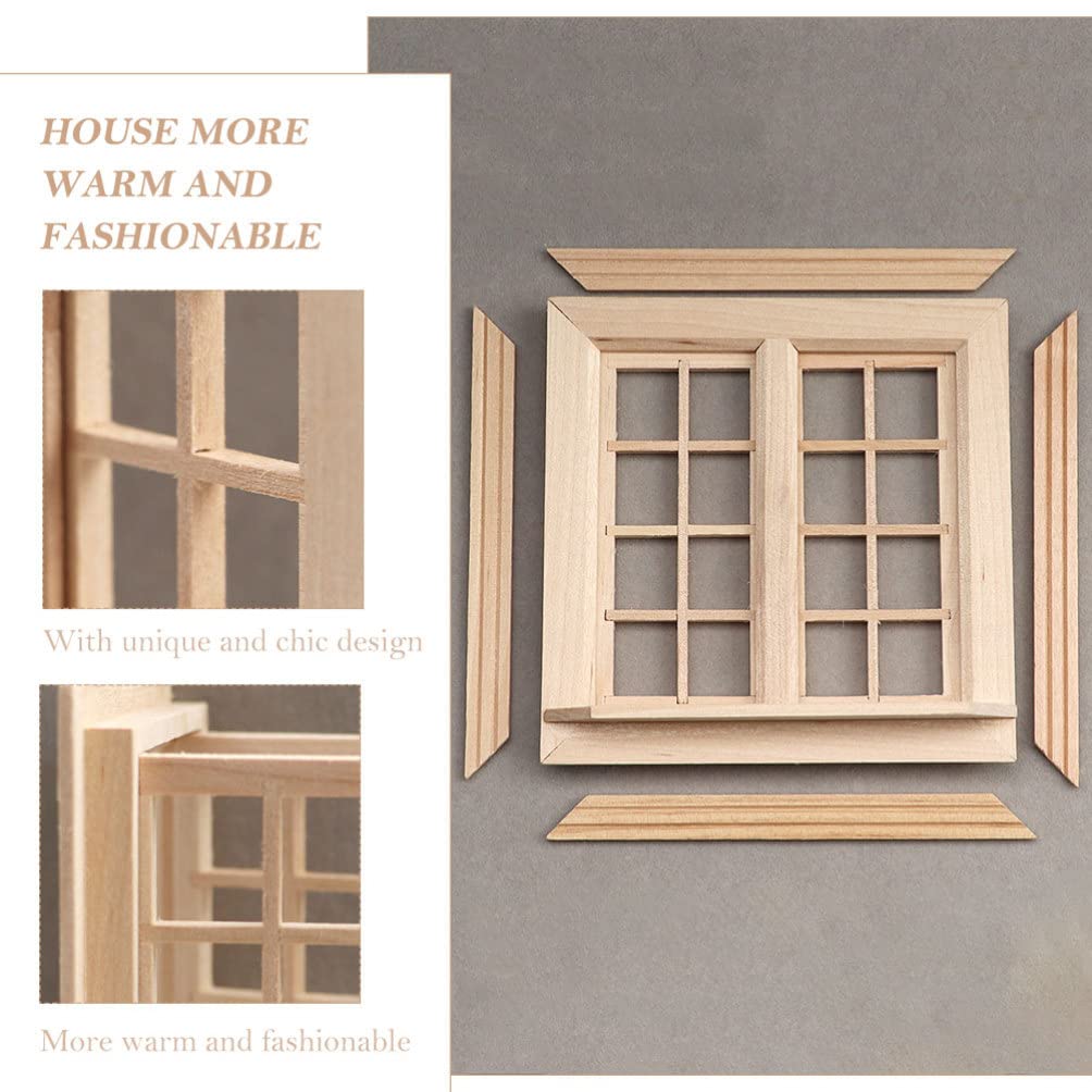 Toyvian 1:12 Scale Miniature Wooden Dollhouse Window – Openable Frame for DIY Room Decoration