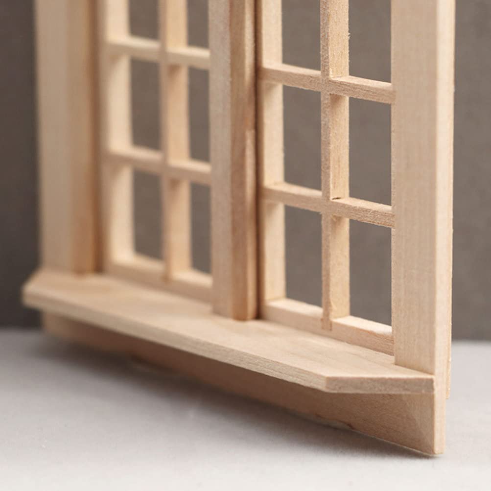 Toyvian 1:12 Scale Miniature Wooden Dollhouse Window – Openable Frame for DIY Room Decoration