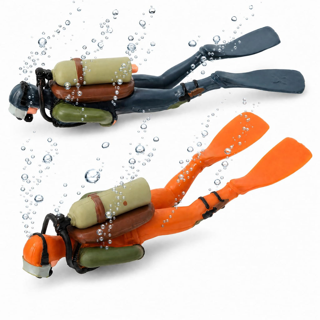 Toyvian 2-Pack Scuba Diver Toy with Hose – Mini Diver Figures for Fish Tank Decorations
