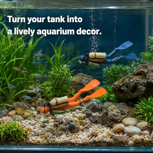 Toyvian 2-Pack Scuba Diver Toy with Hose – Mini Diver Figures for Fish Tank Decorations