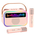 TOZDTO Pink Kids Karaoke Machine with 2 Wireless Mics, Bluetooth 5.3, Voice Effects, LED Lights, Built-In Mic Slots - Gift for Ages 3-12+
