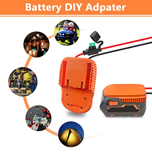 TPDL Power Wheel DIY Adapter for Ridgid AEG 18V Battery - 14AWG Wire with 30A Fuse & Terminals