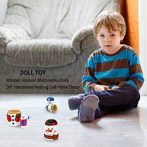 Tphon 5-Piece Handmade Wooden Nesting Dolls Set – Russian Matryoshka with Santa Snowman Animals for Kids