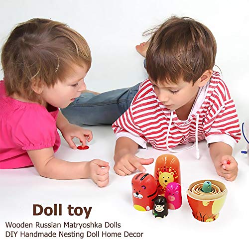 Tphon Russian Nesting Dolls – Handmade Wooden Matryoshka Set of 5 with Animal Designs