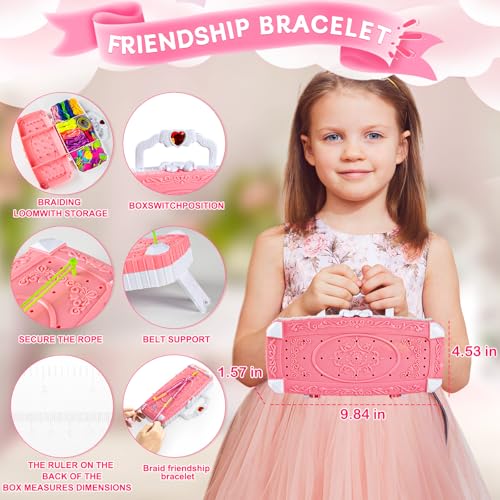 TQRAZ Bracelet Making Kit for Girls 8-12 - Pink Friendship Bracelet Craft Set with Loom & Accessories