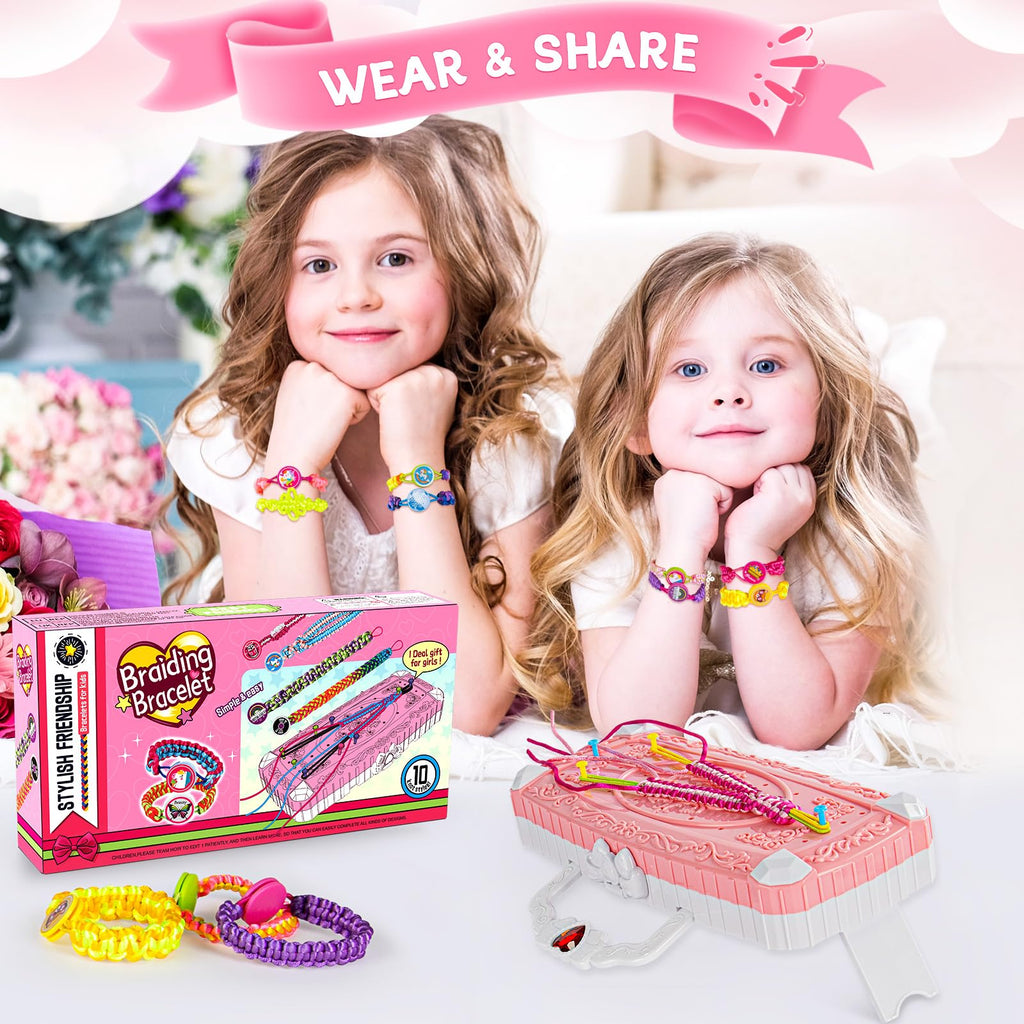 TQRAZ Bracelet Making Kit for Girls 8-12 - Pink Friendship Bracelet Craft Set with Loom & Accessories