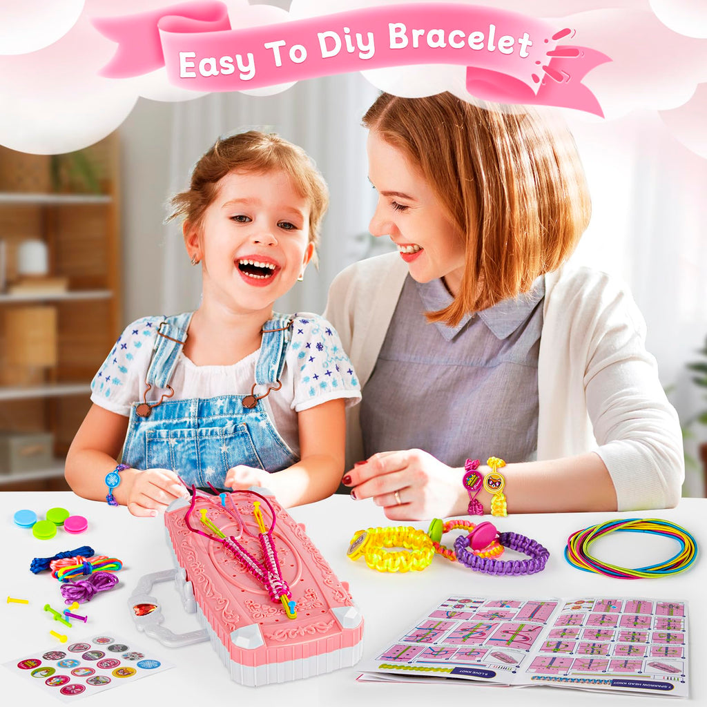 TQRAZ Bracelet Making Kit for Girls 8-12 - Pink Friendship Bracelet Craft Set with Loom & Accessories