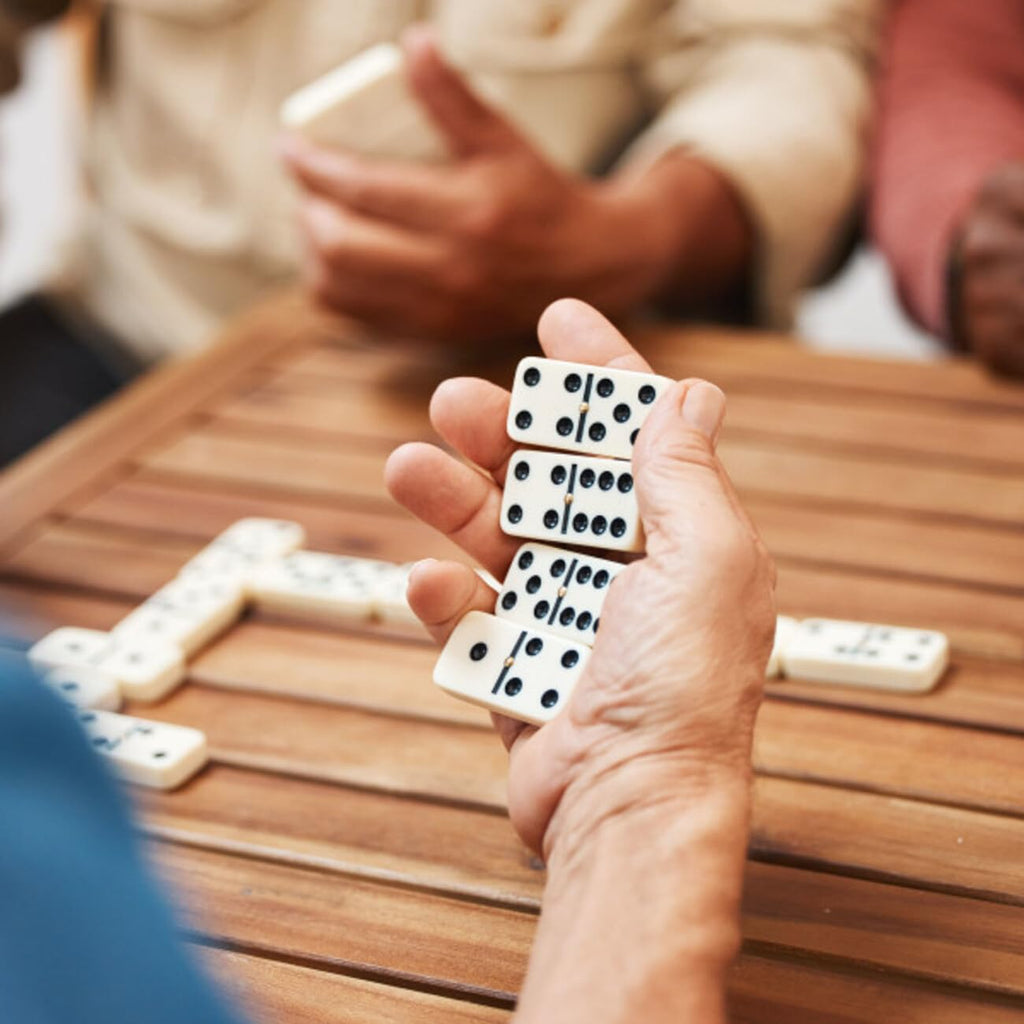 Trademark Games Double Nine Domino Set with Wooden Storage Case – 55 Premium Tiles for Family Game Night