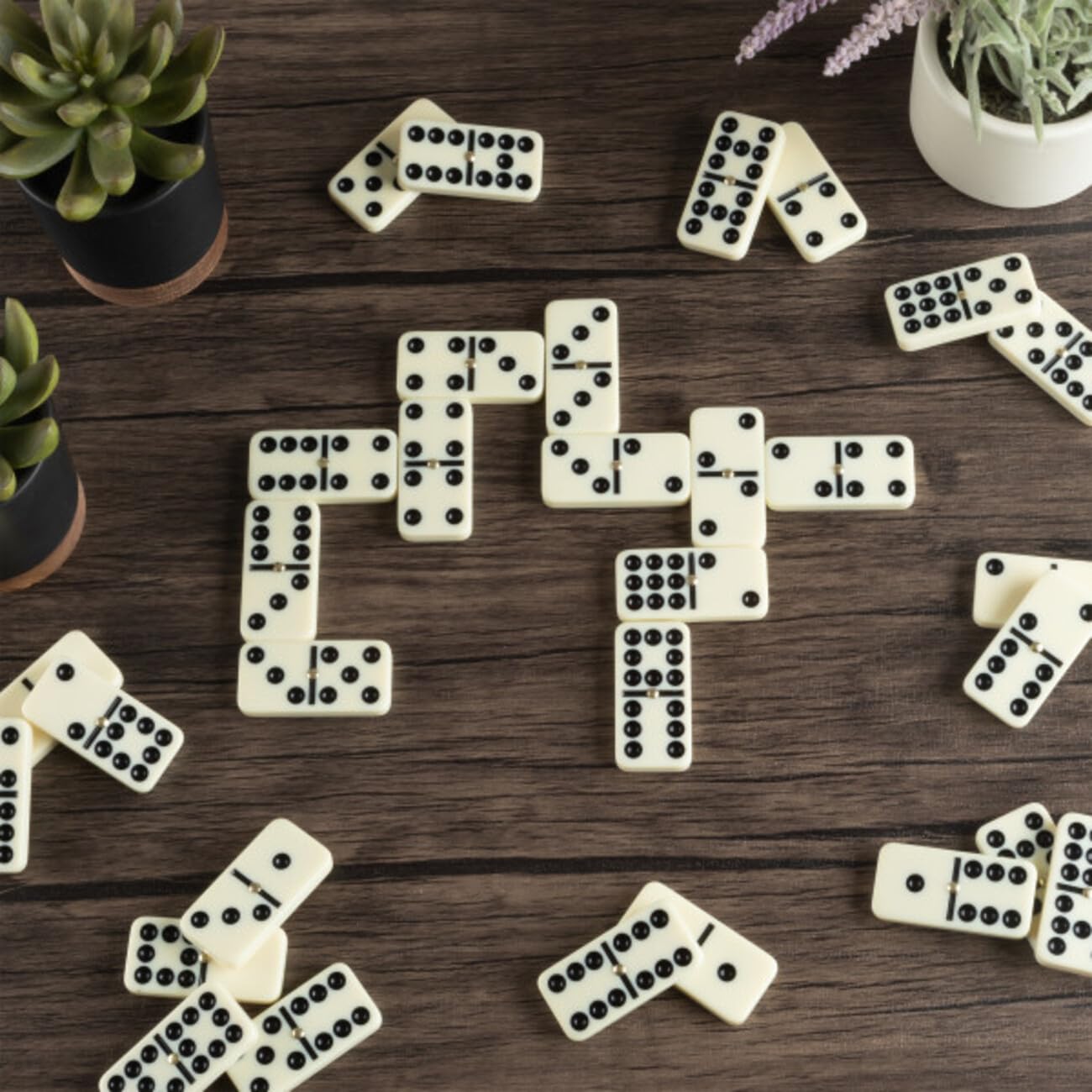 Trademark Games Double Nine Domino Set with Wooden Storage Case – 55 Premium Tiles for Family Game Night