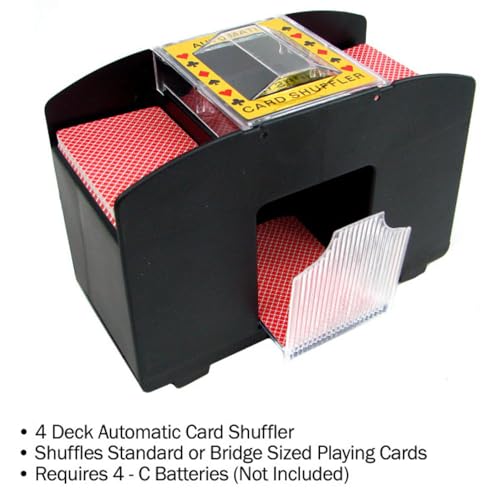 Trademark Poker Automatic Card Shuffler – 4-Deck Battery-Operated Playing Card Dispenser for Game Night and Casino