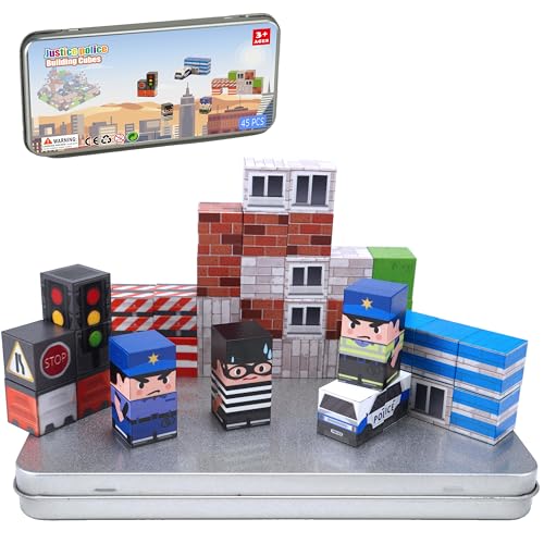 Traffic Theme Magnetic Blocks 45-Piece Set – Travel-Friendly STEM Building Cubes for Kids Ages 3+