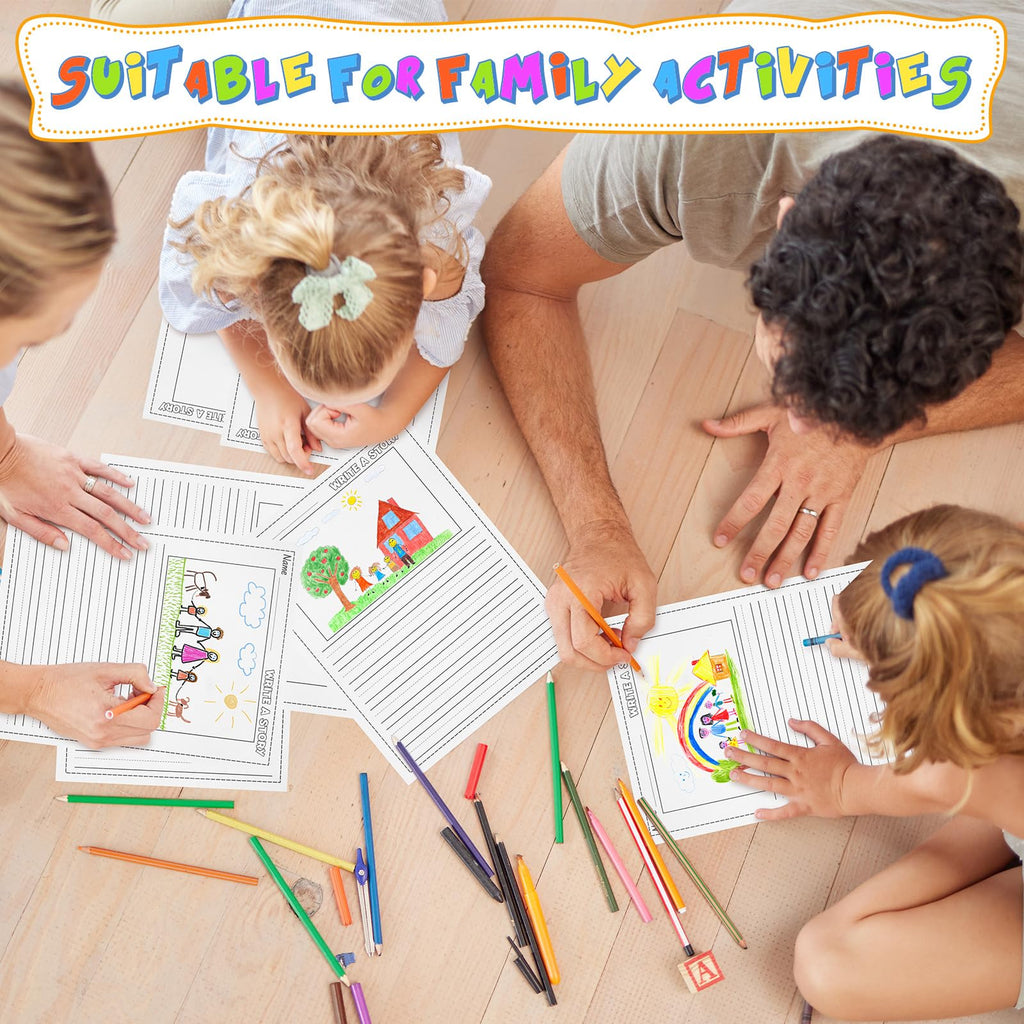 Trandraft 100 Sheets Story Writing Paper for Kids, 8.5x11 Half Drawing Half Lines Handwriting Practice, Preschool Kindergarten