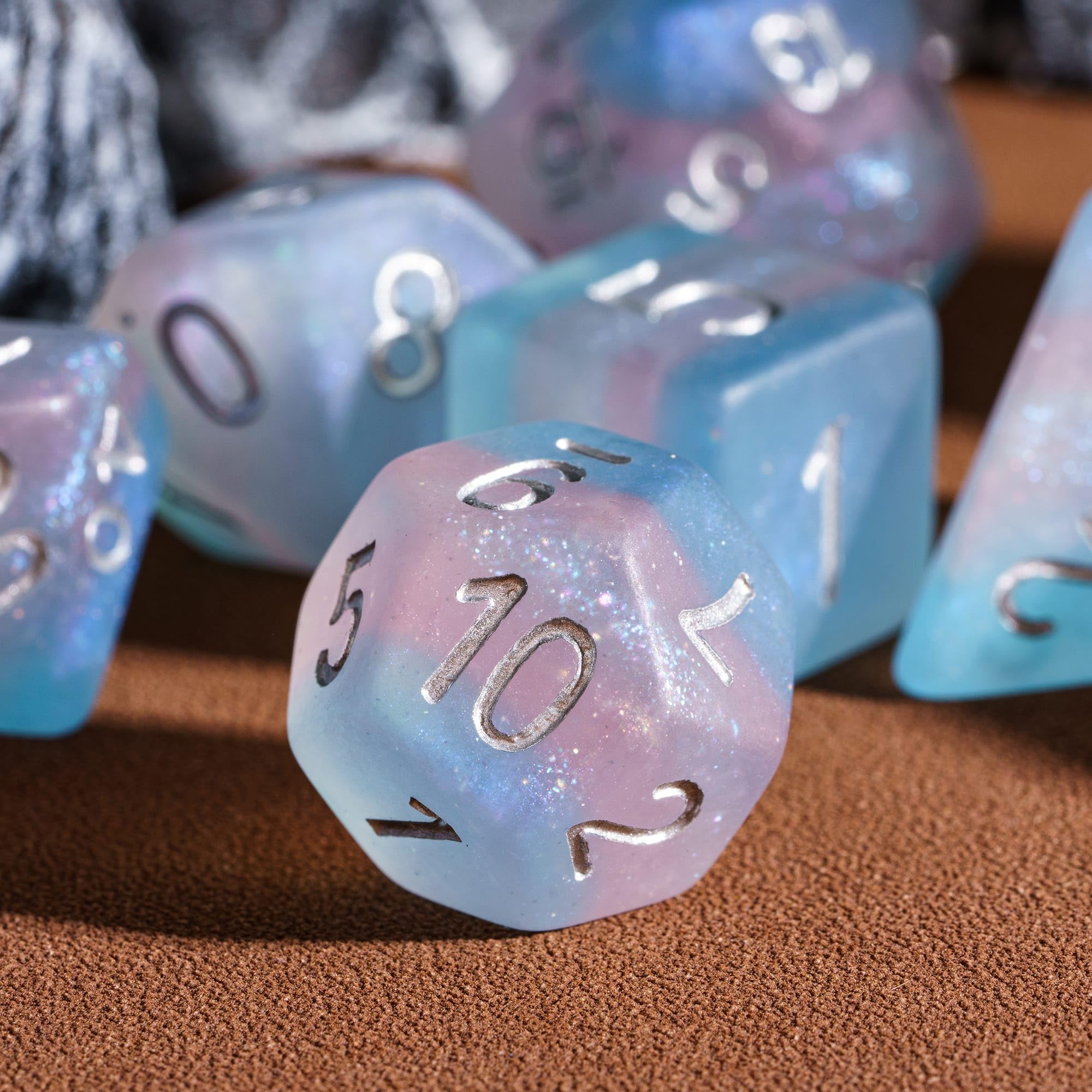 Trans-Pride Polyhedral DND Dice Set – 7 Resin Dice with Matte Finish for RPGs