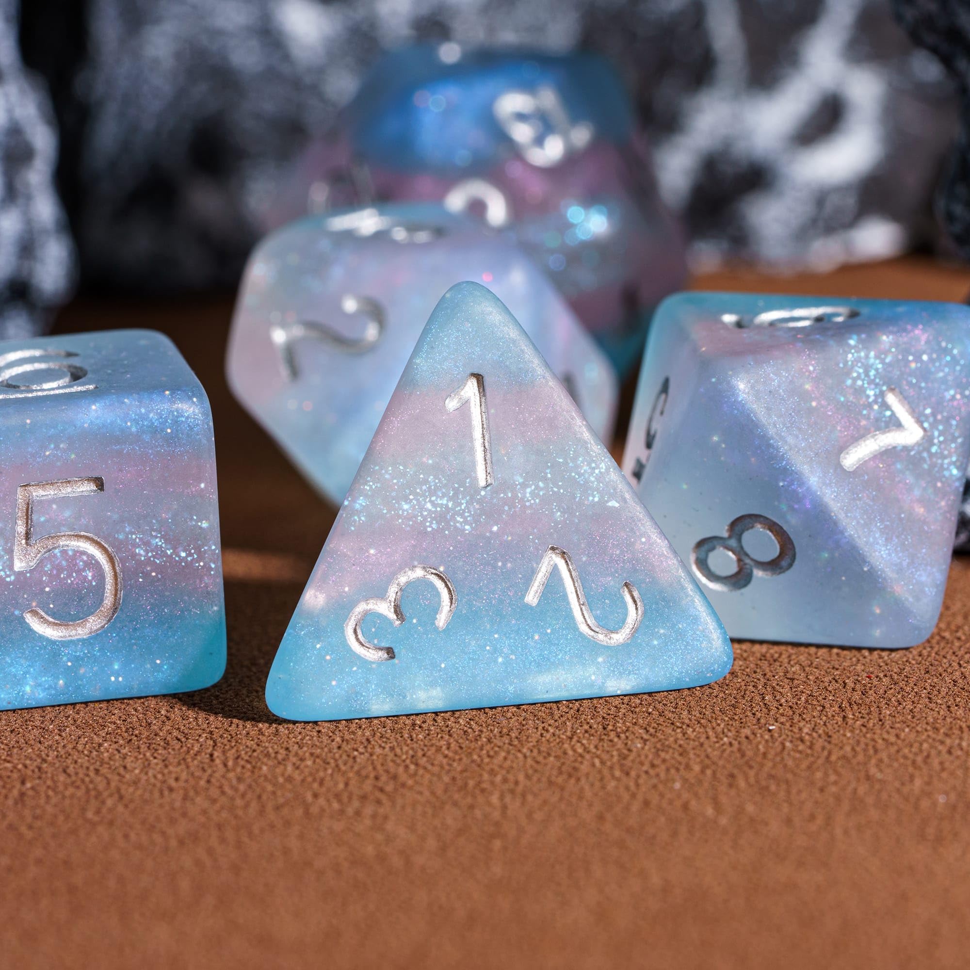 Trans-Pride Polyhedral DND Dice Set – 7 Resin Dice with Matte Finish for RPGs