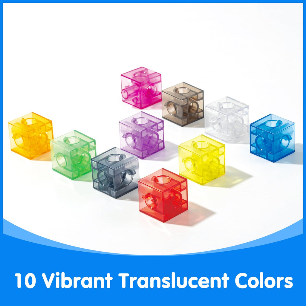 Translucent Linking Cubes – Odoorgames Light Table Manipulatives for Early Math and Creative Play