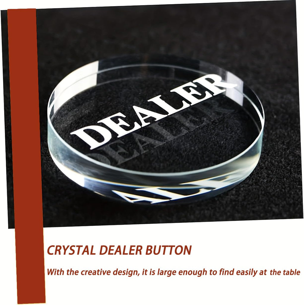 Transparent Crystal Poker Dealer Button & ALL IN Marker Set - Yichageebo