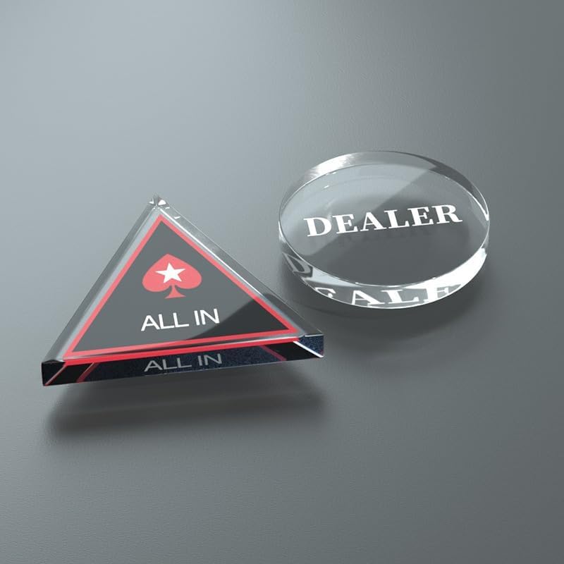 Transparent Crystal Poker Dealer Button & ALL IN Marker Set - Yichageebo